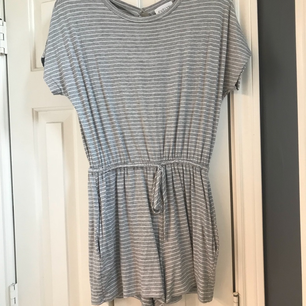 Evelyn grey and white striped romper!